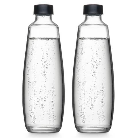 SODASTREAM Trinkflasche Glas 1 Liter - transparent/schwarz, 2er-Pack