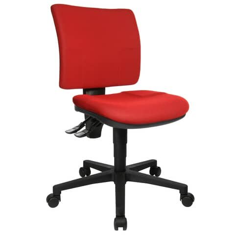 TOPSTAR Bürodrehstuhl U50 ohne Armlehnen - rot, Sicherheitsdoppelrollen für alle Böden