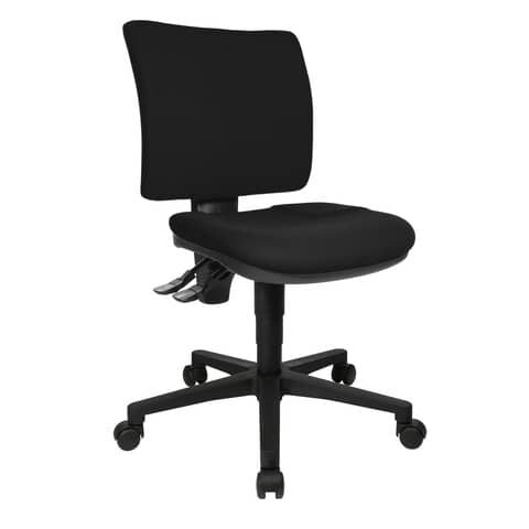 TOPSTAR Bürodrehstuhl U50 ohne Armlehnen - schwarz, Sicherheitsdoppelrollen für alle Böden