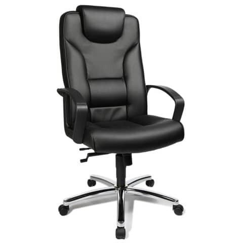 TOPSTAR Chefsessel Comfort Point 50 - schwarz, mit Armlehnen, Sicherheitsdoppelrollen für alle Böden